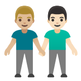 Google(Android) Men Holding Hands: Medium-Light Skin Tone, Light Skin Tone Emoji