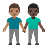 Google(Android) Men Holding Hands: Medium Skin Tone, Dark Skin Tone Emoji