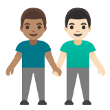 Google(Android) Men Holding Hands: Medium Skin Tone, Light Skin Tone Emoji