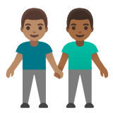 Google(Android) Men Holding Hands: Medium Skin Tone, Medium-Dark Skin Tone Emoji