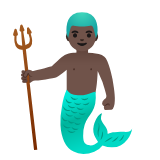 Google(Android) Merman: Dark Skin Tone Emoji