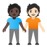 Google(Android) People Holding Hands: Dark Skin Tone, Light Skin Tone Emoji