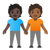 Google(Android) People Holding Hands: Dark Skin Tone, Medium-Dark Skin Tone Emoji