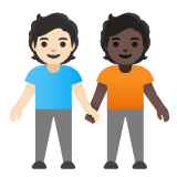 Google(Android) People Holding Hands: Light Skin Tone, Dark Skin Tone Emoji