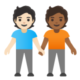 Google(Android) People Holding Hands: Light Skin Tone, Medium-Dark Skin Tone Emoji