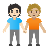 Google(Android) People Holding Hands: Light Skin Tone, Medium-Light Skin Tone Emoji