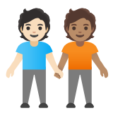 Google(Android) People Holding Hands: Light Skin Tone, Medium Skin Tone Emoji