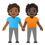 Google(Android) People Holding Hands: Medium-Dark Skin Tone, Dark Skin Tone Emoji