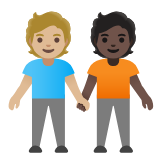 Google(Android) People Holding Hands: Medium-Light Skin Tone, Dark Skin Tone Emoji