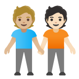 Google(Android) People Holding Hands: Medium-Light Skin Tone, Light Skin Tone Emoji