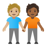 Google(Android) People Holding Hands: Medium-Light Skin Tone, Medium-Dark Skin Tone Emoji