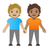 Google(Android) People Holding Hands: Medium-Light Skin Tone, Medium Skin Tone Emoji