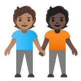 Google(Android) People Holding Hands: Medium Skin Tone, Dark Skin Tone Emoji