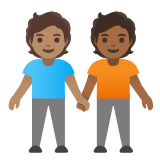 Google(Android) People Holding Hands: Medium Skin Tone, Medium-Dark Skin Tone Emoji