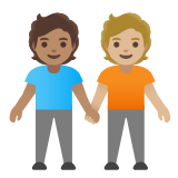 Google(Android) People Holding Hands: Medium Skin Tone, Medium-Light Skin Tone Emoji