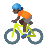 Google(Android) Person Biking: Dark Skin Tone Emoji