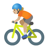 Google(Android) Person Biking: Medium-Light Skin Tone Emoji