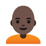 Google(Android) Person: Dark Skin Tone, Bald Emoji