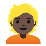 Google(Android) Person: Dark Skin Tone, Blond Hair Emoji