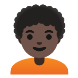 Google(Android) Person: Dark Skin Tone, Curly Hair Emoji