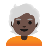 Google(Android) Person: Dark Skin Tone, White Hair Emoji