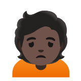 Google(Android) Person Frowning: Dark Skin Tone Emoji