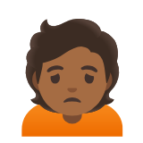 Google(Android) Person Frowning: Medium-Dark Skin Tone Emoji