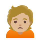 Google(Android) Person Frowning: Medium-Light Skin Tone Emoji