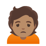 Google(Android) Person Frowning: Medium Skin Tone Emoji