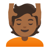 Google(Android) Person Getting Massage: Medium-Dark Skin Tone Emoji