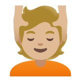 Google(Android) Person Getting Massage: Medium-Light Skin Tone Emoji