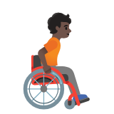 Google(Android) Person In Manual Wheelchair Facing Right: Dark Skin Tone Emoji