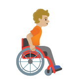 Google(Android) Person In Manual Wheelchair Facing Right: Medium-Light Skin Tone Emoji