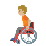 Google(Android) Person In Manual Wheelchair: Medium-Light Skin Tone Emoji