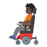 Google(Android) Person In Motorized Wheelchair: Dark Skin Tone Emoji