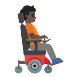 Google(Android) Person In Motorized Wheelchair Facing Right: Dark Skin Tone Emoji