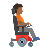 Google(Android) Person In Motorized Wheelchair Facing Right: Medium-Dark Skin Tone Emoji