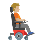 Google(Android) Person In Motorized Wheelchair Facing Right: Medium-Light Skin Tone Emoji