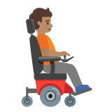 Google(Android) Person In Motorized Wheelchair Facing Right: Medium Skin Tone Emoji