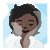 Google(Android) Person In Steamy Room: Dark Skin Tone Emoji