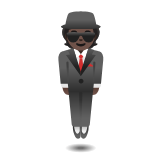 Google(Android) Person In Suit Levitating: Dark Skin Tone Emoji