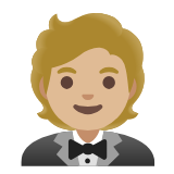 Google(Android) Person In Tuxedo: Medium-Light Skin Tone Emoji