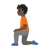 Google(Android) Person Kneeling: Dark Skin Tone Emoji