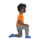 Google(Android) Person Kneeling Facing Right: Dark Skin Tone Emoji