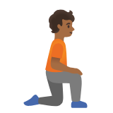 Google(Android) Person Kneeling Facing Right: Medium-Dark Skin Tone Emoji