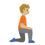 Google(Android) Person Kneeling Facing Right: Medium-Light Skin Tone Emoji