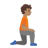 Google(Android) Person Kneeling Facing Right: Medium Skin Tone Emoji