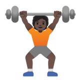 Google(Android) Person Lifting Weights: Dark Skin Tone Emoji