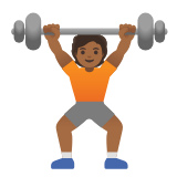 Google(Android) Person Lifting Weights: Medium-Dark Skin Tone Emoji