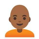 Google(Android) Person: Medium-Dark Skin Tone, Bald Emoji